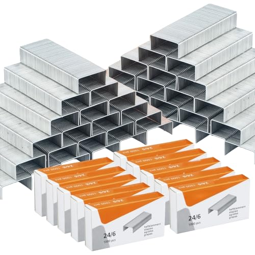 HSTWODE Grapas para grapadora 24/6 – 2000/10000 unidades (1000 unidades por caja) grapas universales para grapadora común tandard, grapadora lisa para suministros de oficina en casa (10)