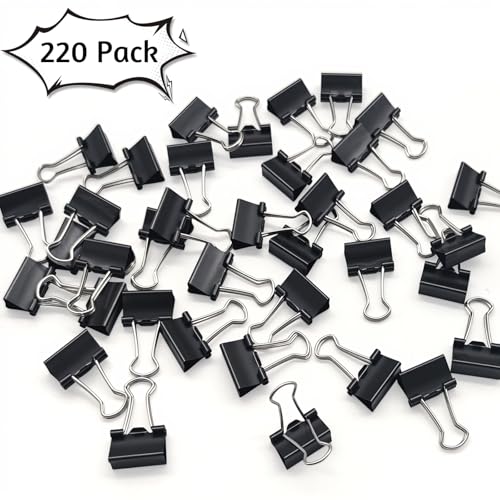 Image of OWLKELA 220 Pcs Binder Clips, 0.6 inch, Black