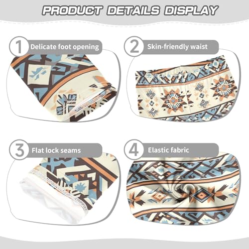 Wusikd Brown Blue Stripe Girls' Leggings Toddler Doodles Kids Yoga Pants Dance Active Tights 4T3