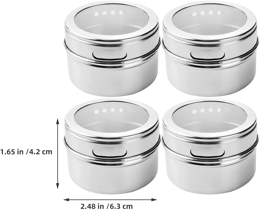 4-Piece Magnetic Seasoning Jar Set Compact Kitchen Spice Containers Salt and Pepper Shakers with Transparent Lids 2.48X2.48X1.65 Inch for Easy Viewing and Neat Storage