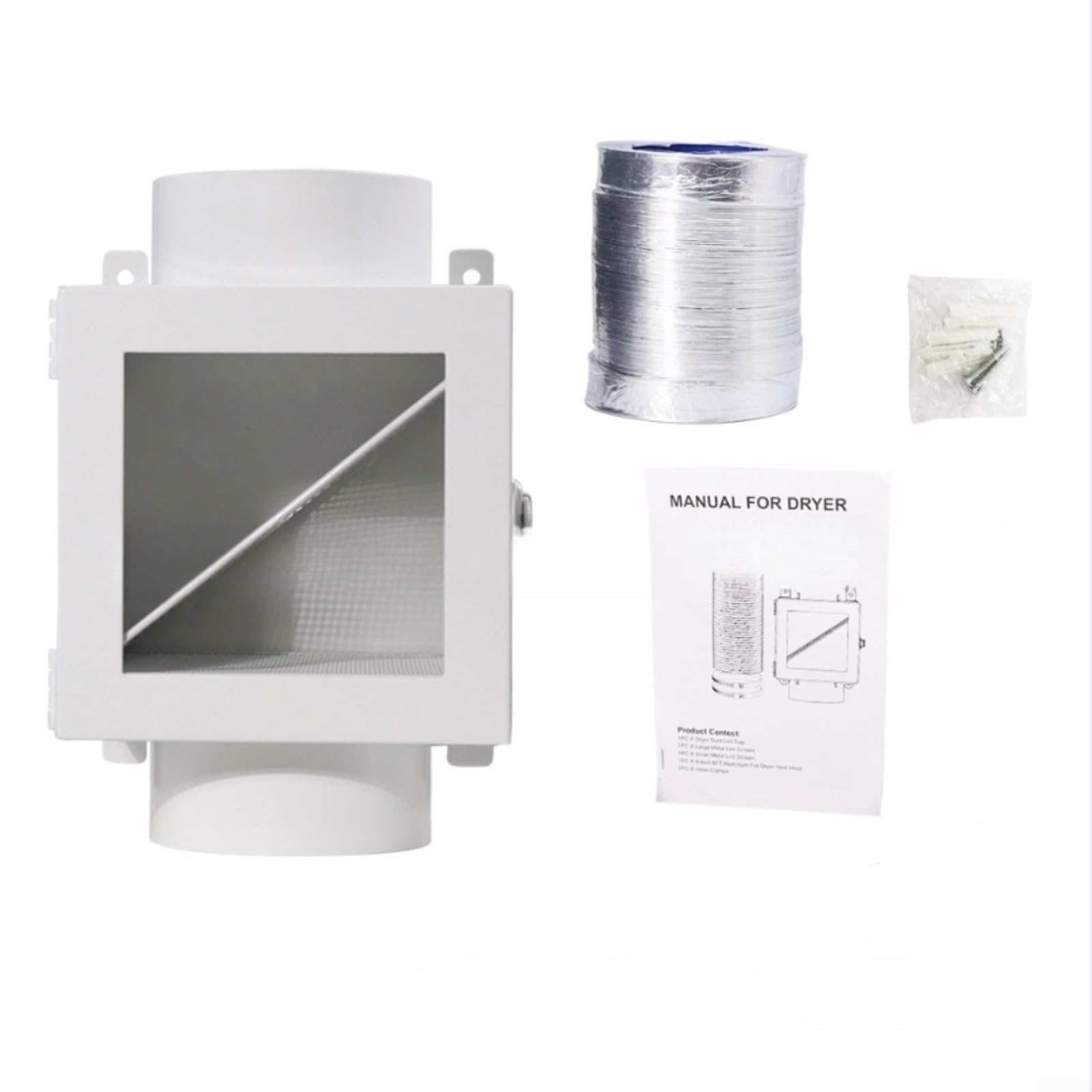 KiraKira Colector de pelusa para secadora de interiores con filtro de hierro, kit de ventilación para lavadora, captura pelusa para mantener el flujo de aire, 133 x 138 cm (blanco)