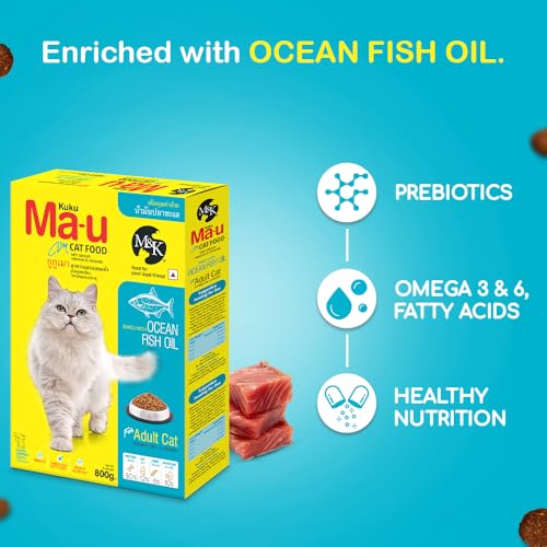 Image of M&K Adult Cat Food with Ocean Fish Oil | Complete & Balanced Dry Cat Food for Adult Cats | Supports Healthy Skin, Shiny Coat & Digestion | High Protein Nutrition for Indoor & Outdoor Cats (7.2 Kg)