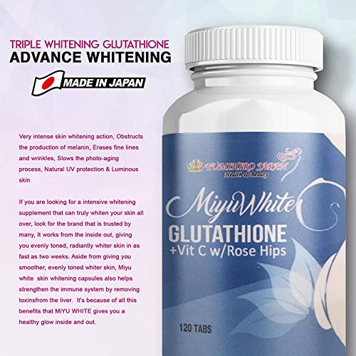 MIYU WHITE Glutathione + Vit C w/Rose Hips, 120 Tablets (MADE IN JAPAN)  ORIGINAL : Amazon.ae: Health