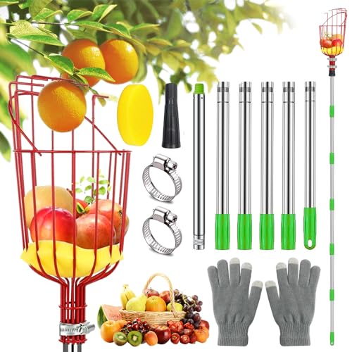Raccogli Frutta 2.6M con Palo in Acciaio e Cestino con Cuscinetto