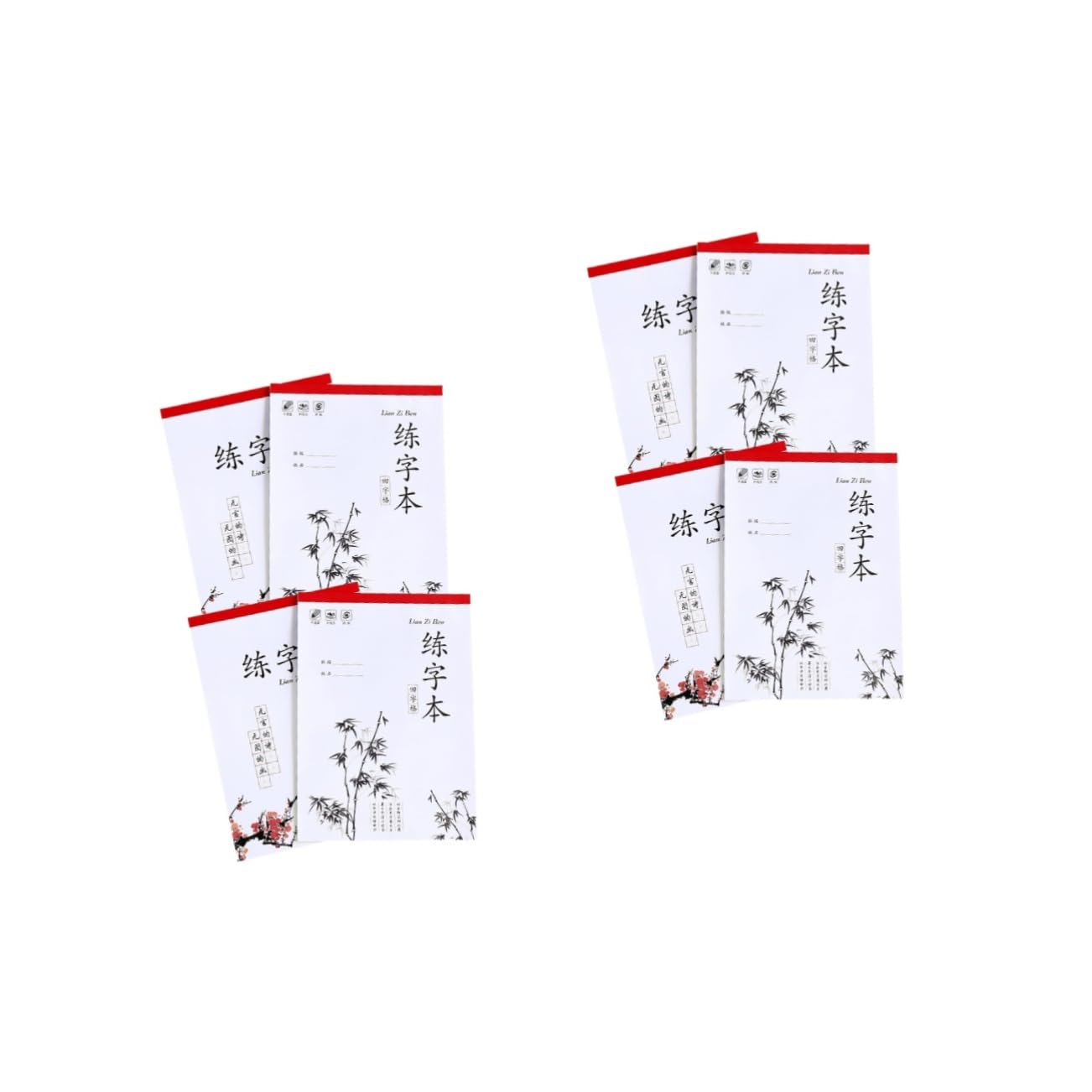 jojofuny 2 ensembles Cahier D'Exercices Pour Tout-Petits Apprentissage Cursive Pratique De L' Calligraphie Chinoise Cahier 4 pièces * 2