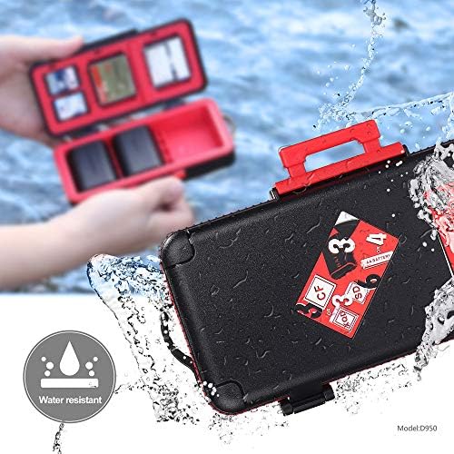 LENSGO Camera Battery Memory Card Case, Memory Card Hard Protector Case Water-Resistant Anti-Shock Compact Camera Battery Card Storage Box for 3 Camera Batteries 3 XQD or 3 CF Cards 6 SD Cards (Red)