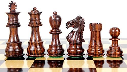 House of Chess - 3 Inch Rosewood Chess Pieces Galaxy Staunton Wooden Chess Set - Triple Weighted, 2 Extra Queens, 34 Pieces, Ages 8+