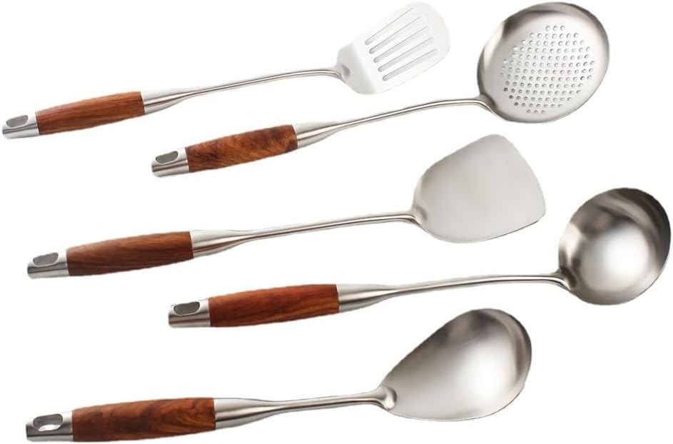 Silverware Flatware Cutlery Set, 5/20/30/40 Pieces 304 Stainless Steel Spatula Spoon Kitchen Spatula Colander Frying Spatula Full Set of Kitchen (Silver 40 Pieces for 8)
