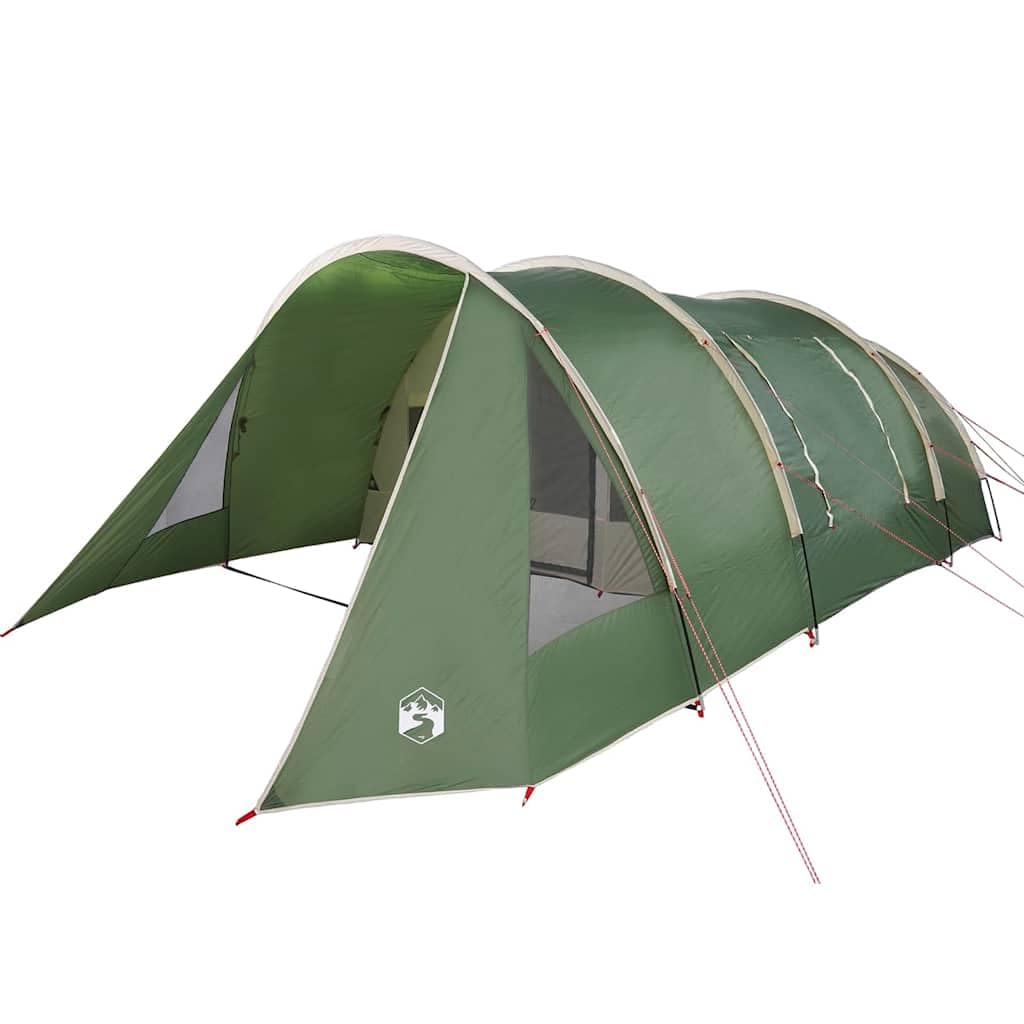 Tunnelzelt für 5 Personen Grün Weiß 805x405x211 cm wasserdicht UV-beständig Familien-Camping Garten Zelt mit Vorzelt Belüftung E-Port Licht-Haken