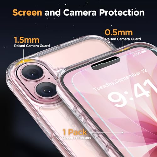 Image of Miracase Magnetic for iPhone 17 Case (Compatible with MagSafe) with Screen Protector Military-Grade Protection, Anti-Fingerprint Translucent Matte Phone Cover for iPhone 17 6.3 inch, Clear