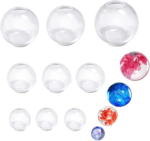 9 moldes de resina de silicona de esfera de 50/40/30/0.787 in, 4 tamaños, moldes de fundición TuNan 3D para colgante de esferoides de resina epoxi,