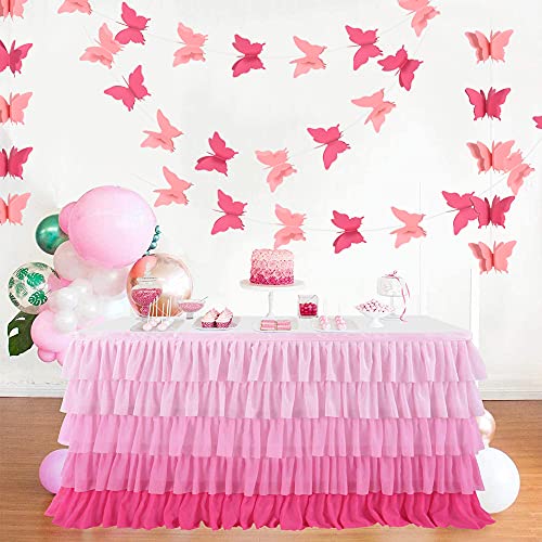 Image of 5 Pieces 3D Pink and Red Butterfly Paper Garland Hanging Decorative Banner for Home Ceiling Decor Birthday Party Baby Shower Wedding Theme Valentine Decoration Supplies Total 393 Inch Length