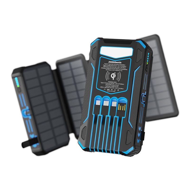 Solar Outdoor Power Bank for All Smartphones (20000mAH with Foldable Panel)