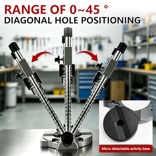 OKSTENCK Multi-Angle Drill Guide Jig Attachment, Portable Precision Drilling Guide with Large Handle & Mounting Holes, Aluminum Alloy for Angled/Straight Holes in Woodworking by OKSTENCK - Image 5