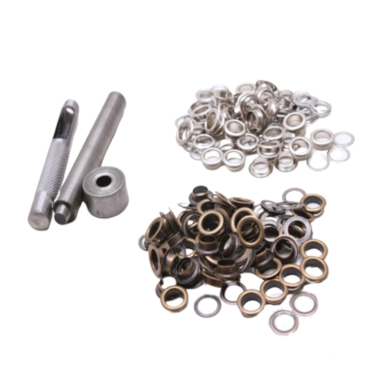 TEHAUX 300sets Kit Di Occhielli Colorati Ottone Con Strumenti Set Multipurpose Per Scarpe Abbigliamento e Fai Te Argento e Ottone Antico Pratico e Resistente Per Ogni Esigenza