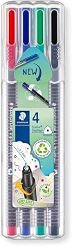 STAEDTLER Fineliner Pens - Triplus - for Adult Colouring - 4 Assorted Colours - Pack of 4, 334 SB4