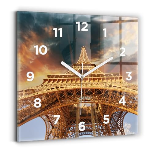 Horloge numérique carrée 30x30 cm Tour Eiffel Wallfluent