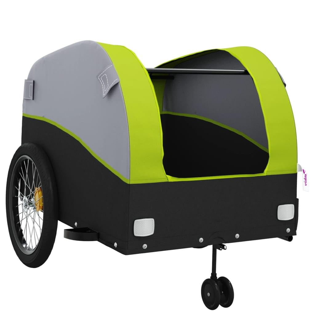 Remorque pour vélo Robuste Noir et Jaune Fer avec Roue de et Drapeau de sécurité idéale pour Transport Cargo Bagages et Promenade en Plein air