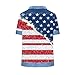 Women 4th of July T-Shirt American Flag Waffle Denim Shirts Stars Stripes Short Sleeve Independence Day Tee Tops