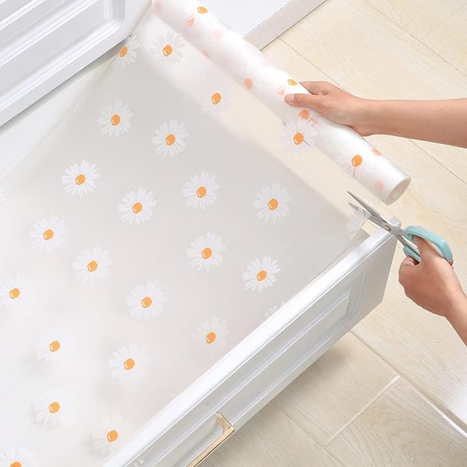 Image of ElastPro (45 cm X 5 m) Printed Shelf Liners for Kitchen Shelves, Drawer Mat, Shelf Liner, Fridge Mats, Kitchen Cabinet Drawer Mat Liner Sheets (Flower Printed - Daisy Flower)