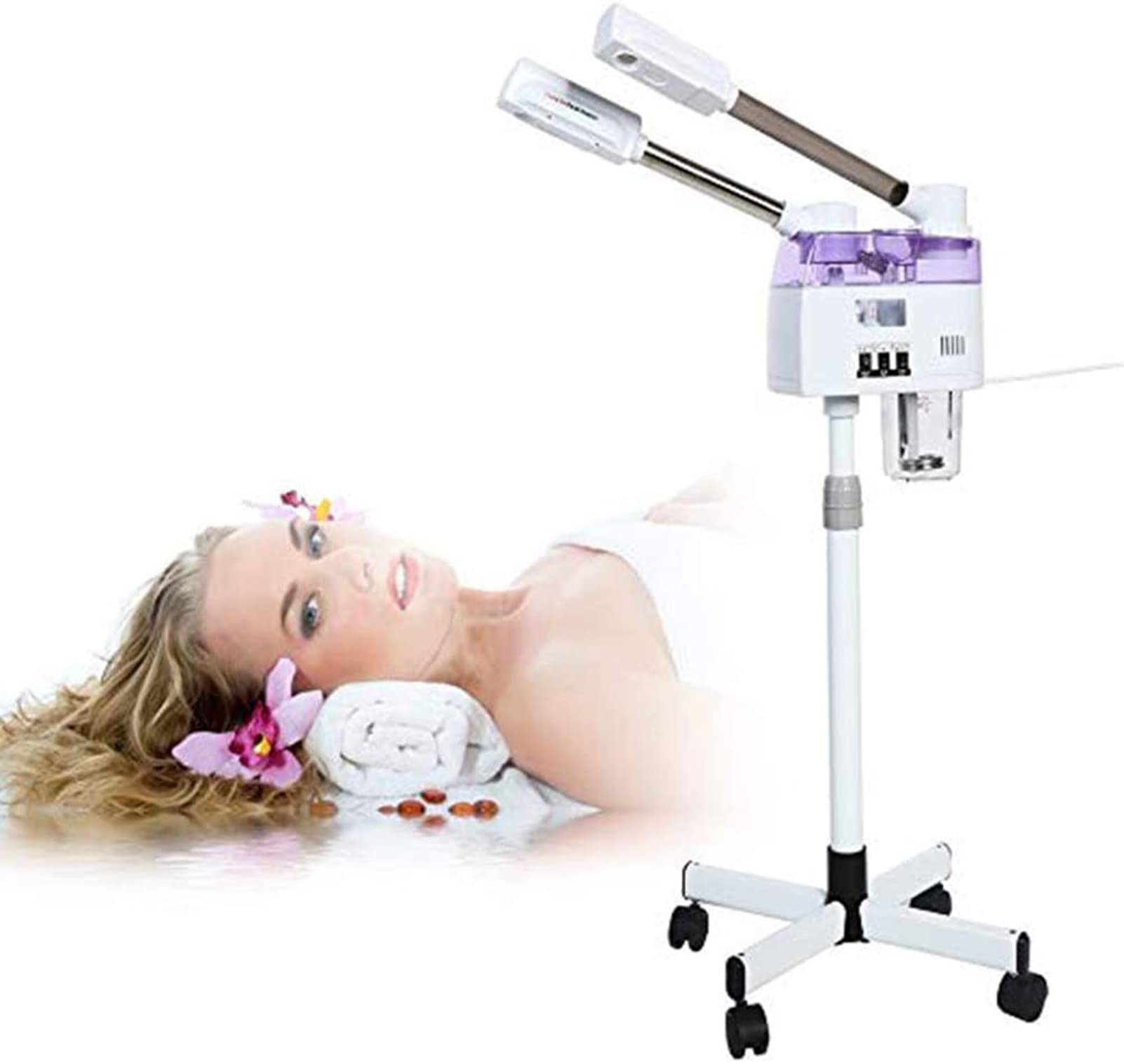 RSGK Vaporizzatore Facciale 2 in 1, Umidificatore a Vapore con Nebbia Calda E Fredda, Crema Idratante per La Pelle, Pori Aperti, Riduzione dei Punti Neri, Spa per Salone di Bellezza Domestico
