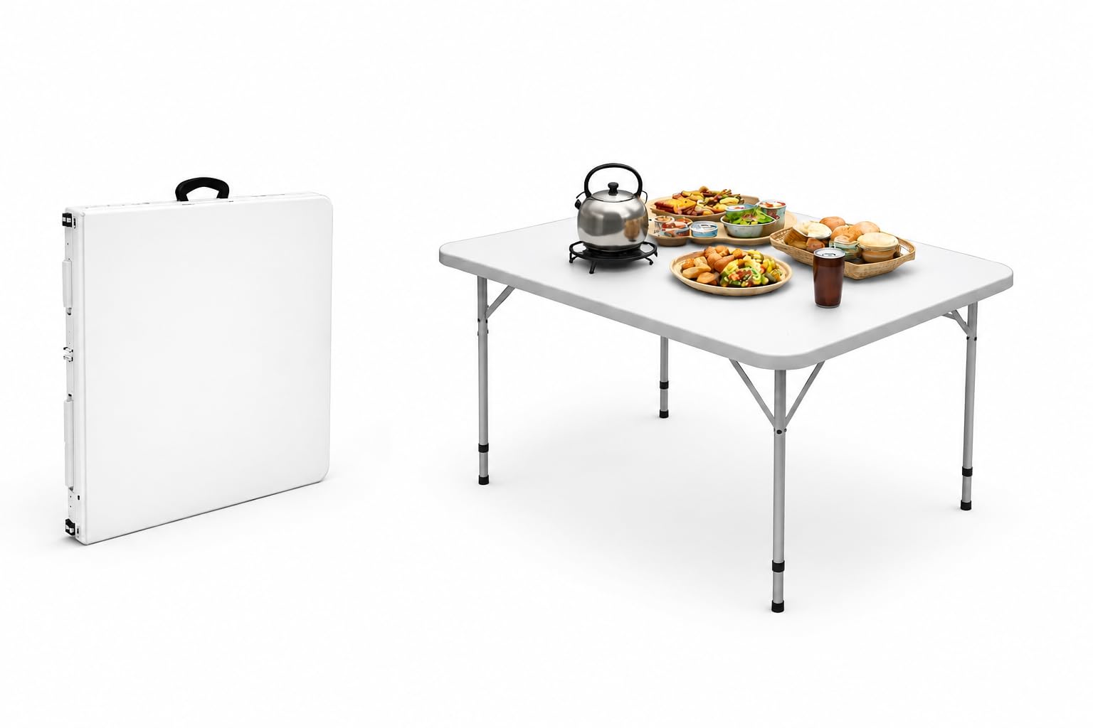 Plastic Picnic Table with 4 Stools for Outdoor Dining and Gatherings, Crafted from Durable, Weather-Resistant Plastic and Supported by a Sturdy Metal Frame-image-21