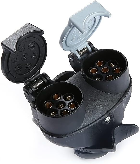 ETUKER 12V 13 Pin Plug to 7 Pin Plug Socket Adapter, Trailer Plug Socket Converter, 13 Pin Trailer Plug to 7 Pin N S Socket Adapter,Waterproof,Towing Adaptor