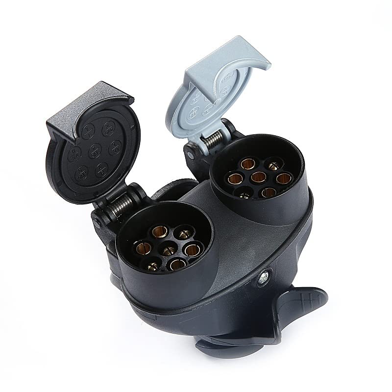 ETUKER 12V 13 Pin Plug to 7 Pin Plug Socket Adapter, Trailer Plug Socket Converter, 13 Pin Trailer Plug to 7 Pin N S Socket Adapter,Waterproof,Towing Adaptor