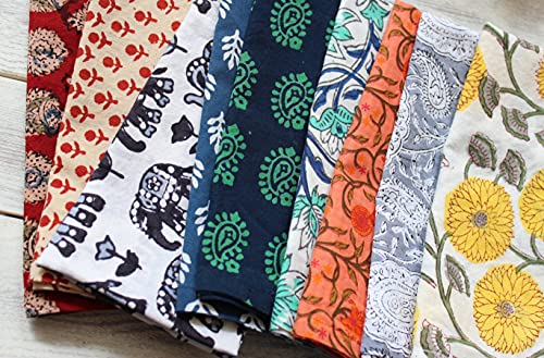 Indian Cotton Napkins 100 Pcs Set, Hand Printed Napkins For Home, Kitchen, Dining Room, Holiday Table Cloth Napkins Face Cover #TOP2