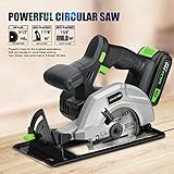 GALAX PRO Circular Saw, 140mm Cordless Circular Saw 20V with 2 Blades (18T+48T), 3800RPM Variable Speed, Includes 2.0Ah Lithium Battery and Charger, Max Cutting Depth 41mm(90°), 36mm(45°) - Image 3