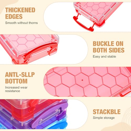 Image of Gueevin 12 Pcs Large Capacity Plastic Pencil Box Clear Plastic Pencil Case Crayon Box with Snap Tight Lid Watercolor Pen Storage Brush Organizer Drawing Tools Container (Mixed Colors)
