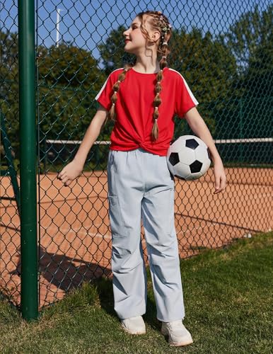 Image of Arshiner Girls Clothing Sets Twist Front Top and Shorts 2 Piece Outfits Activewear Tracksuit 5-14 Year
