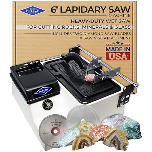 Hi-Tech Diamond 6" Lapidary Trim Saw for Rocks & Minerals - Includes Vise