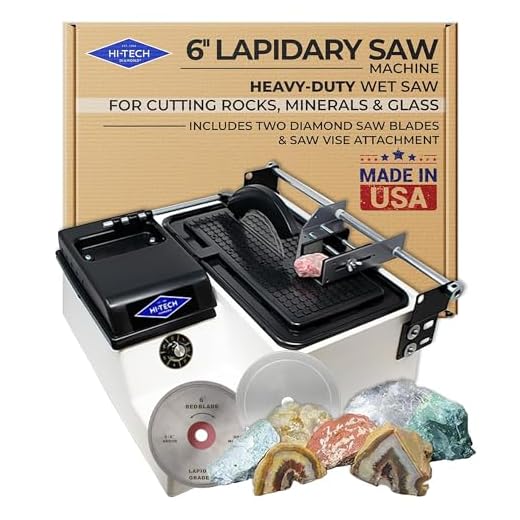 Hi-Tech Diamond 6" Lapidary Equipment Trim Saw - Rock, Stone, Glass Cutting, Trimming, Sawing Machine Includes TWO 6" Diamond Saw Blades & Vise Attachment