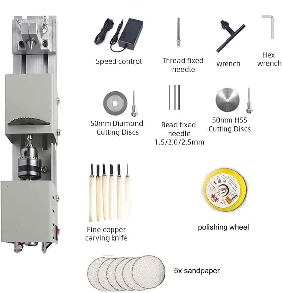 Mini Lathe Machine 12V-24VDC 96W Mini Wood Lathe Milling Accessories for DIY Woodworking Wood Drill Rotary Tool (Group 2)