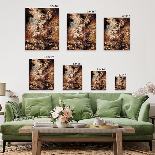 Image of Poster Master Canvas - Retro Baroque Print - Gift for Artist, Friend - Fall of the Damned, Angels, Hell, Heaven - Wall Decor for Home, Living Room - Available in 8x10 to 30x40