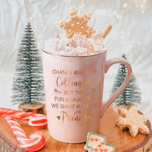 Gift Chance Made Us Colleague, Retirement Coffee Mug for Women Men Thank You Good Luck Leave, Chance Made Us Colleagues-pink, 14Oz - Image 2