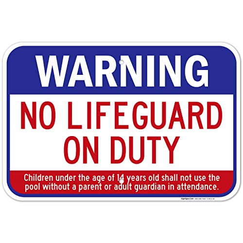Swimming Pool Sign, Warning No Lifeguard On Duty Sign, Pool Sign,