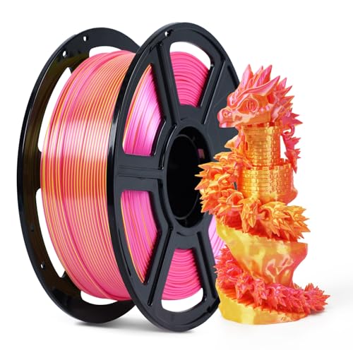 Image of FLASHFORGE Silk Bi-Color PLA Filament 1.75mm, Coextrusion Pink Yellow Dual Color Multicolor 3D Printer Filament, Enchanting Silk Finish with 360 Multicolor Shifting Color Effect