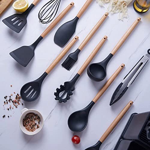 Jogo de Cozinha 19 Peças Concha Tesoura Faca Pegador Talheres Utensilio Luxo Acessorios Armazenament