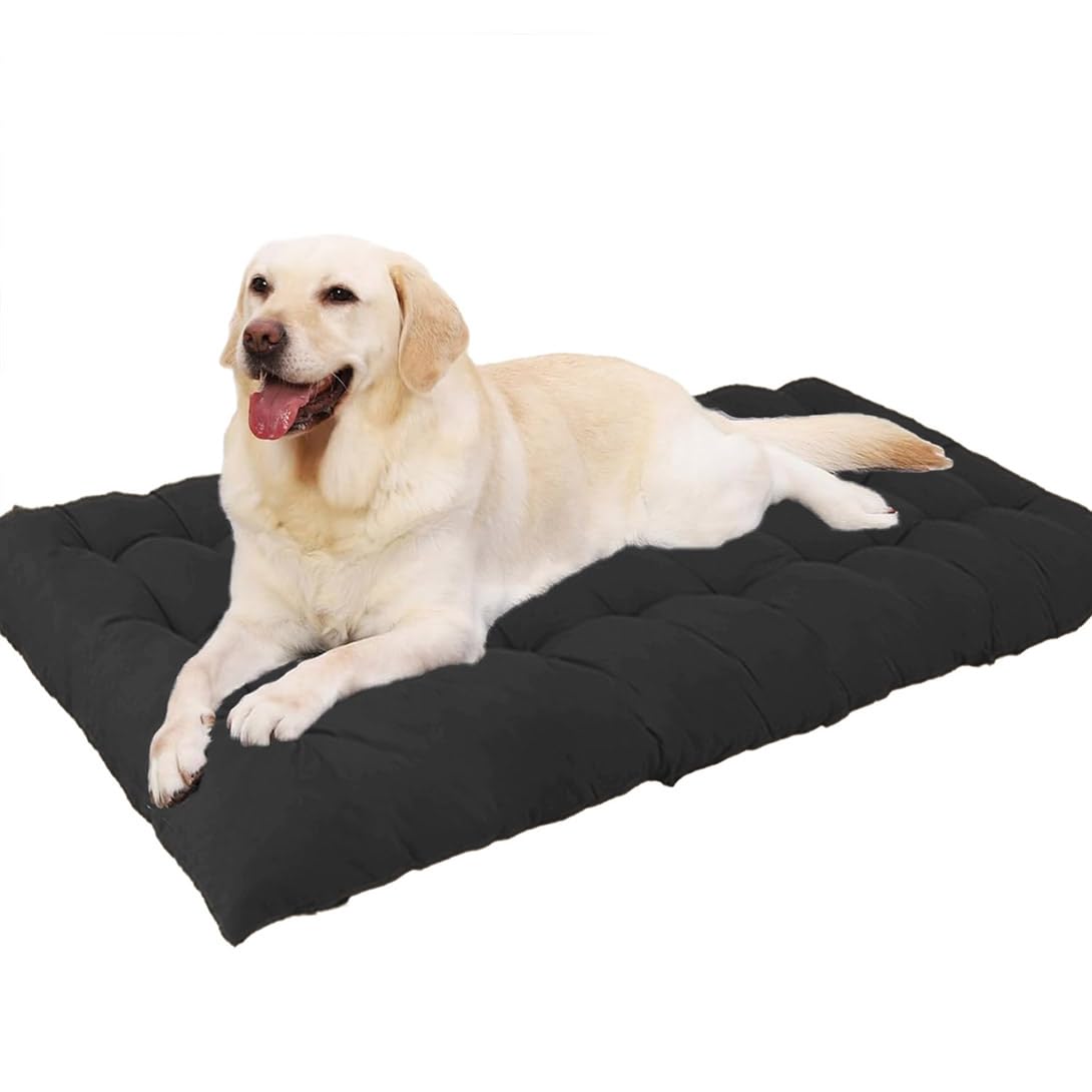 Grand lit en coton pour chien GGoty lavable noir de 120 x 55 cm