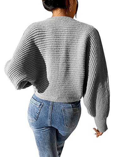 SweatyRocks Women's Casual Long Sleeve Ribbed Knit Top Open Front Cropped Cardigan Sweater2