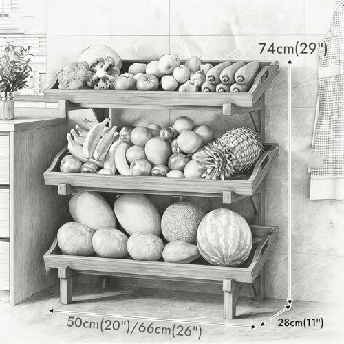 Estantería de madera de 4 niveles con baldas ajustables e inclinables para alimentos 3