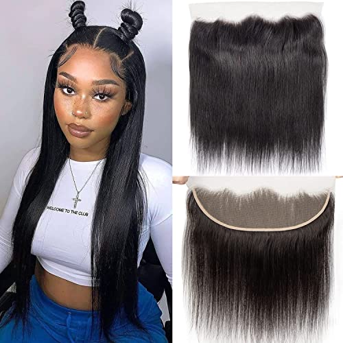 Straight Lace Frontal Ear to Ear Closure Frontal with Baby Hair 14inch 13x4 Lace Frontal Brazilian Human Hair Closure Natural Color