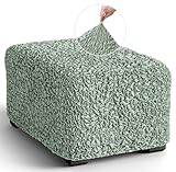 PAULATO BY GA.I.CO. Ottoman Cover Pouf Slipcover 1-Piece Stretch Cotton Stool Slipcovers for Kids Protective and Soft Ottoman Slip Cover Eco-Friendly Furniture Protector - Fuco Cotton - Sage Green