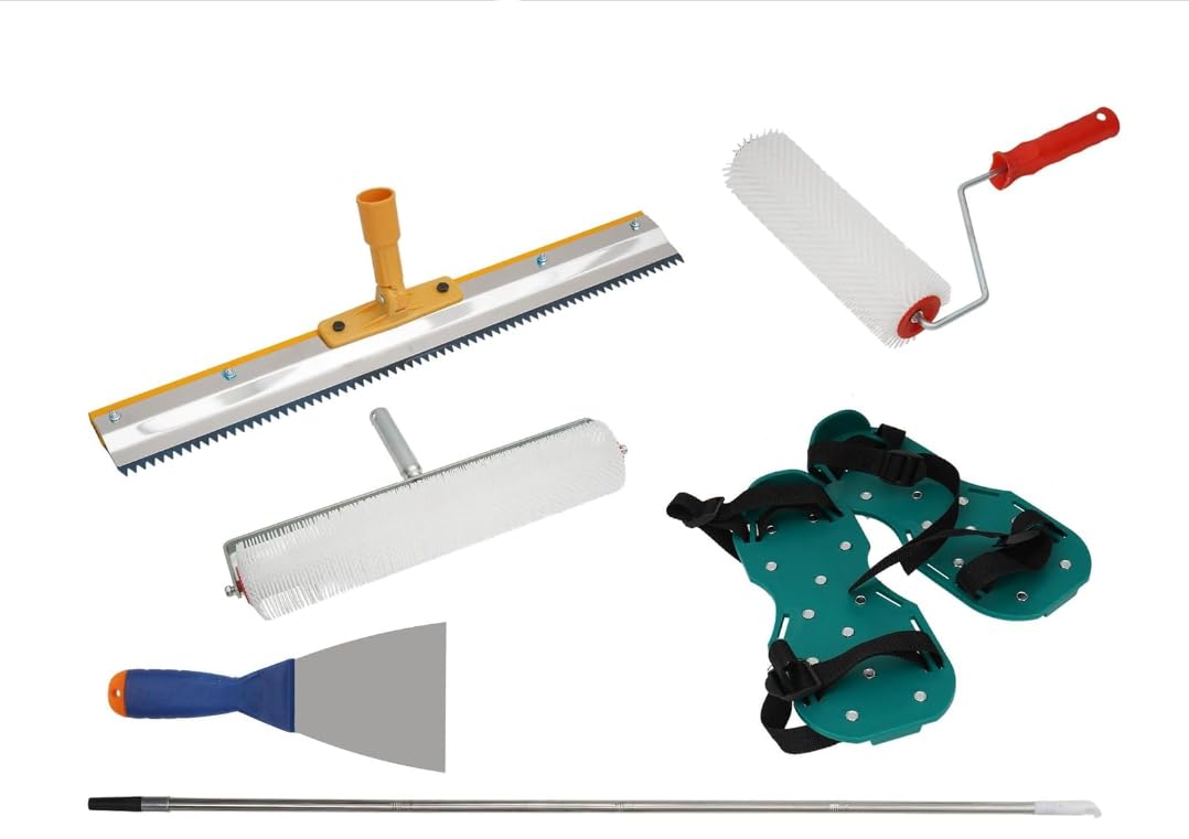 Bodenbeschichtungs-Set, verstellbarem Teleskopstiel von 42-162 cm, vertikalem Spachtel, 56 cm großflächiger Spachtel mit Nylonstollen und Roller, Reinigungsset für Wand- und Bodenbearbeitung