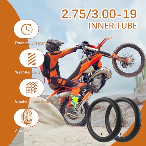 Image of 2 Pack 2.75 /3.00-19 Heavy Duty Inner Tube, 70 /100-19 Inner Tube Replacement | 19 inch Replacement Tire, for Motorcycle, Dirt Bike, Pit Bike and More [Thickened]