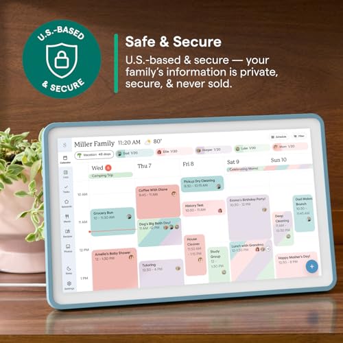 Image of Skylight Calendar 2 - 15-inch Full HD Touchscreen Digital Calendar, Featured on Wirecutter - Wall Planner & Interactive Chore Chart, Smart Family Organizer, 16GB Storage, Wi-Fi, Wall Mount Included - Classic, Lagoon