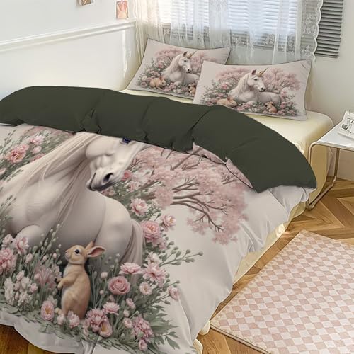 Housse de couette 200x200cm imprim&eacute;e 3D microfibre ultra douce d&eacute;cor de pins