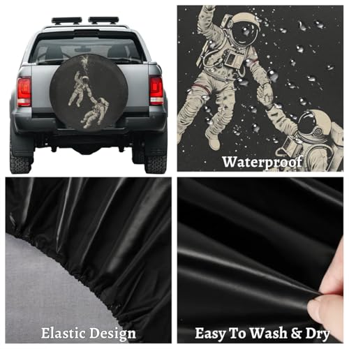 Image of Spare Tire Cover for RV Trailer, Astronaut Pattern Tire Covers Universal Fit for Travel Trailer Camper Jeep RV SUV Truck Waterproof Wheel Cover (17 inch for Diameter 31 inch - 33 inch)